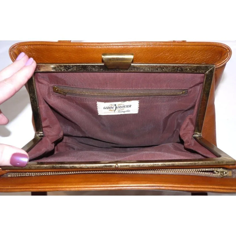 Vintage Globe Trotter brown leather flight bag satchel handbag purse by MARGOLIN